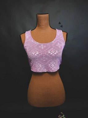 Lavender Textured Crop Tank Top